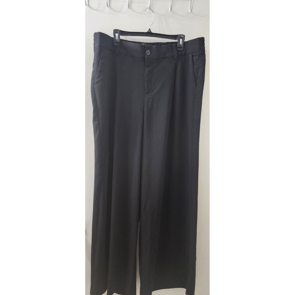 Torrid Women 18 Regular Deep Black Flat Wide Crepe Trousers Pants NWT 19390363